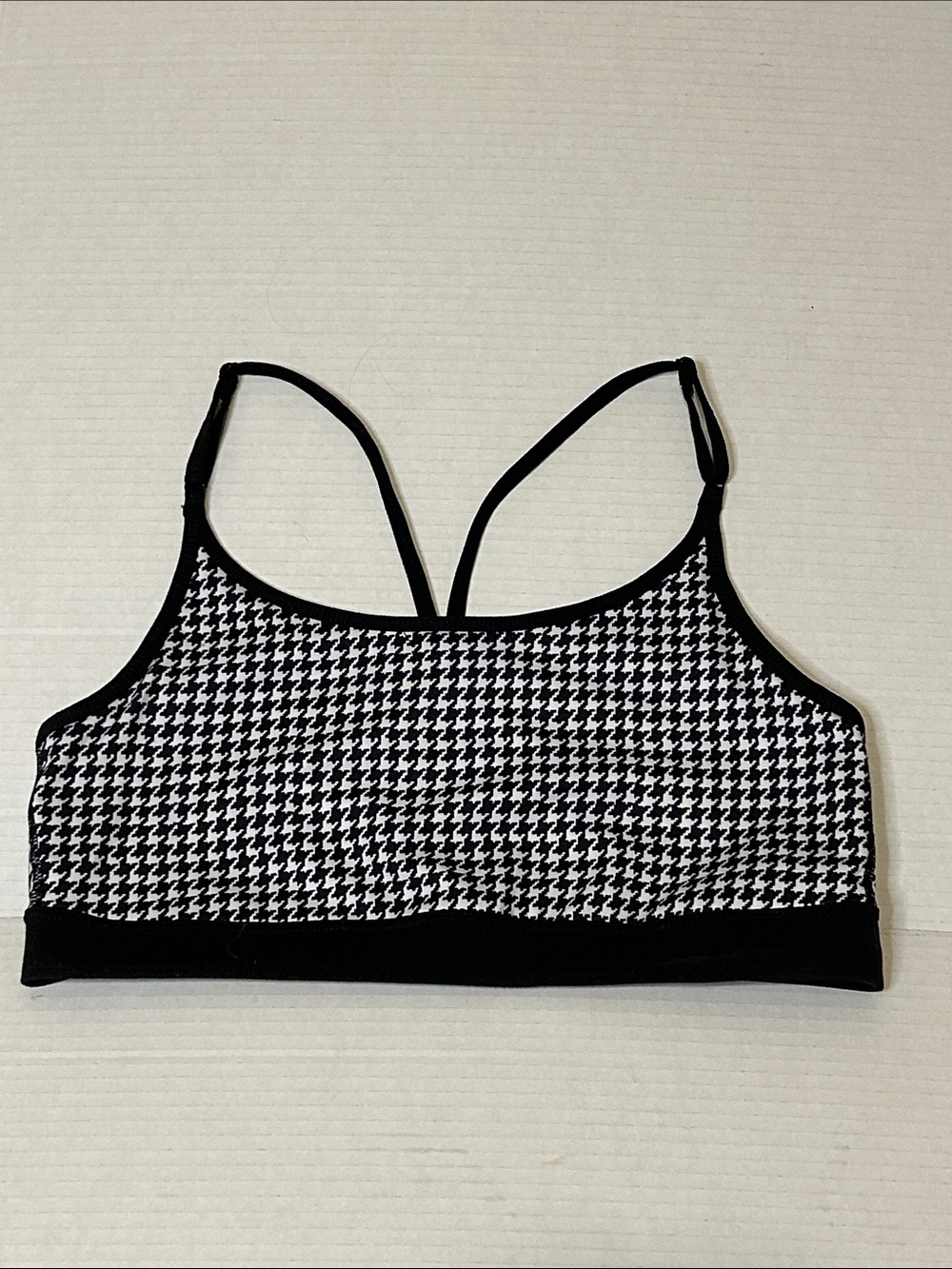 Ideology Medium Black & White Houndstooth Low impact Sports Bra